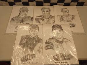 lot 940 image: (5) Artist Rendering of Nascar Drivers
