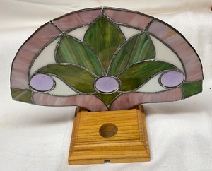 lot 94 image: Gorgeous Stained Glass Decor with Wooden Stand