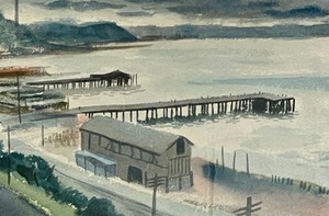 lot 97 image: Commencement Bay Tacoma, Washington Original Framed Watercolor Painting by Syd Fossum