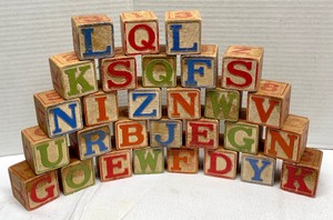 lot 113 image: Vintage Sesame Street and Playskool Wooden Puzzles and Wooden Blocks
