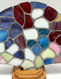 lot 114 image: Sensational Stained Glass Art with Wooden Base