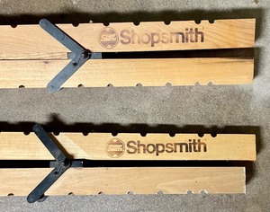 lot 121 image: Pair of Wooden Shopsmith Clamps