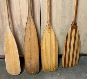 lot 133 image: Four Vintage Wooden Paddles