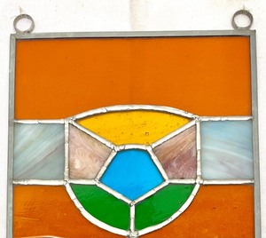 lot 19A image: Vintage Orange Stained Glass Decor