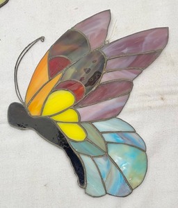 lot 35A image: Duck, Butterfly and Owl Stained Glass Art Figurines