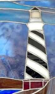lot 95A image: Lovely Lighthouse Themed Stained Glass Art