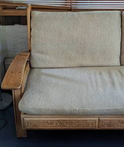 lot 2 image: Carved Oak Loveseat