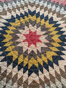 lot 17 image: Colorful Starburst Quilt
