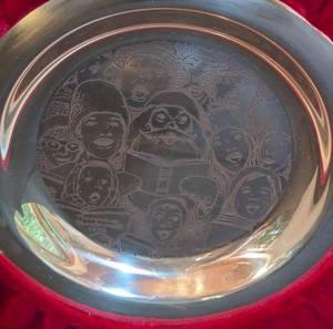 lot 25 image: 1972 Norman Rockwell Solid Sterling Silver The Carolers Plate