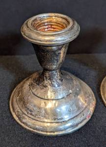 lot 55 image: Pair of Weighted Sterling Silver Candleholders