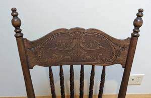 lot 169 image: Antique Pressed Back and Embossed Leather Rocking Chair