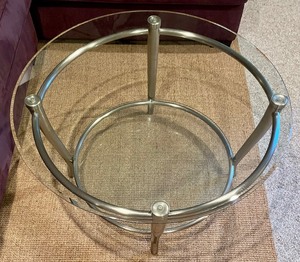 lot 81 image: Chrome Based Circular Table with a Glass Top