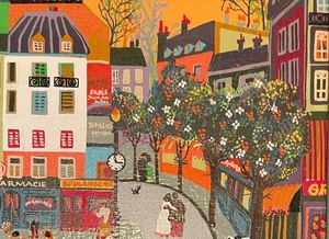 lot 92 image: Colorful City Scape Framed Print