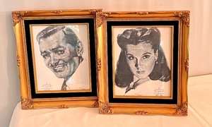 lot 61 image: Framed Prints of Clark Gable and Vivien Leigh in Vintage Gilded Frames