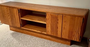 lot 94 image: Wooden Credenza Cabinet with Shelves
