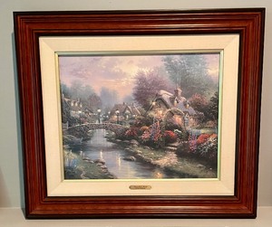 lot 13A image: Lamplight Bridge Limited Edition Framed Print by Thomas Kinkade with Certificate