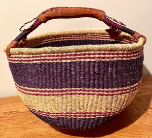 lot 148 image: Handled Basket from Ghana and Woven Bowl