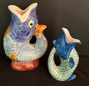 lot 73 image: Two Fish Gurgler Pitchers