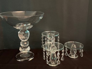 lot 63 image: Decorative Crystal Pedestal Dishes and Matching Candle Holders