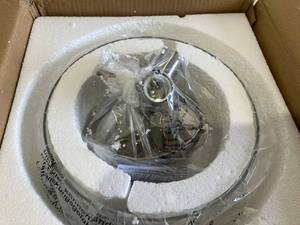 lot 126 image: Merra 3-Light 14 inch Blushed Nickel Semi Flush Mount Ceiling Light with Glass Shade