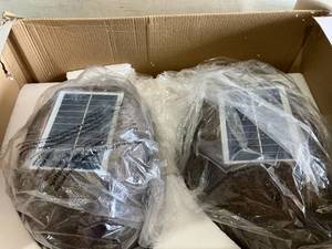 lot 138 image: Alpine Corporation Set of Two Weather-Resistant Bluetooth Solar-Powered Outdoor Wireless Rock Speakers