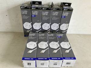 lot 165 image: LOT OF 9 Commercial Electric 3-Outlet 3-USB Cube