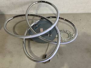 lot 180 image: Artika 16 inch 1-Light Integrated LED Chrome Swirl Butterfly Ceiling Light Fixture