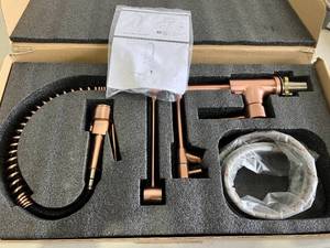 lot 183 image: Avola Copper Finish Single Hole Kitchen Faucet with Pulldown Sprayer