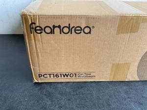 lot 217 image: Feandrea 56.3 Inch Grey Carpeted Indoor Cat Tree Condo