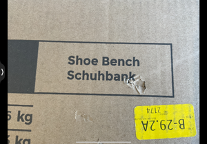 lot 242 image: SONGMICS 3-Tier Black Shoe Bench with Grey Linen Foam Padded Seat