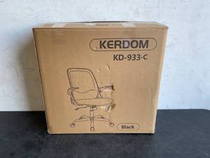 lot 247 image: KERDOM Black Ergonomic Swivel Office Desk Chair with Breathable Mesh, Flip-up Armrests and Adjustable Height