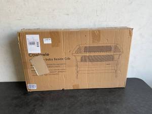 lot 249 image: Cowiewie 7-Levels Height Adjustable Grey Baby Bassinet with Bed Mattress and Storage Tray