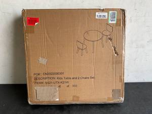 lot 250 image: UTEX 3-Piece Kids White Wood Table and Bear Chair Set