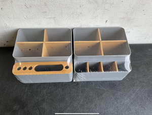 lot 277 image: Seville Classics Gray Bamboo Pen and Pencil Caddy Set with Drop-In Dividers and Phone Holder