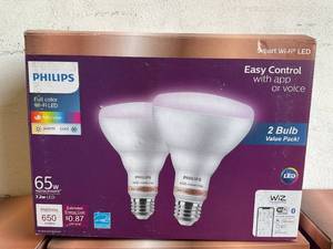 lot 294 image: LOT OF 10 Philips 65W Full Color Wi-Fi LED 2-Pack Bulbs