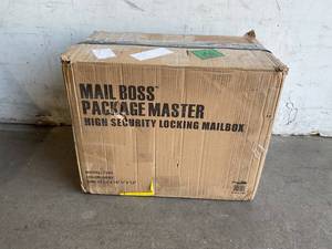 lot 308 image: Mail Boss Granite Gray Package Master Locking Post-Mount Mailbox with High Security Reinforced Patented Locking System