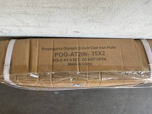 lot 31 image: Powergainz Set of 8 Olympic 2-Inch 35 lbs Cast Iron Weight Plates