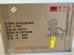 lot 402 image: Noble Home Obadiah White Folding Wood Adirondack Chair