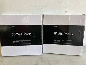 lot 414 image: LOT OF 2 Art3d 12-Tile White Textured Slat Wall Panel