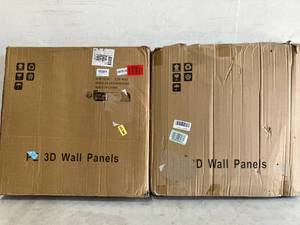 lot 416 image: LOT OF 2 Art3d 20-Pack105 Sq.Ft Faux Brick 3D Wall Panels Peel and Stick in Gray Brown