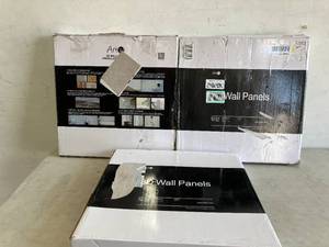 lot 417 image: LOT OF 3 Art3d 19.7 in. x 19.7 in. White Decorative PVC 3D Wall Panels in Diamond Design