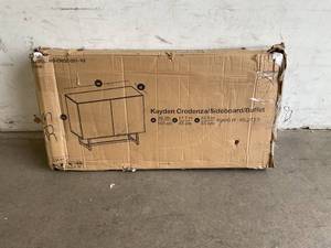 lot 45 image: roomfitters 39 Kayden Modern Gold Metal Legs with Oak Finish Sideboard BuffetCredenza Cabinet with Doors
