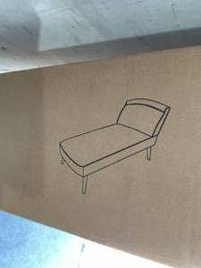 lot 47 image: Christopher Knight Home Carisia Mid-Century Modern Navy Blue Fabric Chaise Lounge with Natural Legs