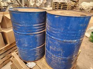 Lot of (2) 55-gallon Metal Drums (empty)