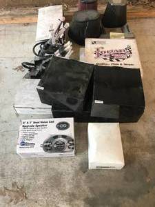 lot 94 image: Huge lot of Parts - Includes  More - Air cleaners, lokar Ebrake kit, Headers, Vintage Air 1969 Camaro Controllers, New Speaker