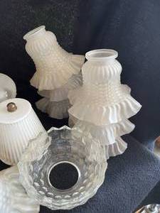 lot 7 image: Lot of Vintage Glass Lamp Shades