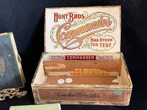 lot 26 image: Vintage Cigar Boxes, Bible and Playing Cards