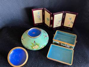 lot 37 image: Metal Asian Decor and Painted Screen