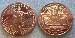 Lot of 2 .999 Copper Rounds