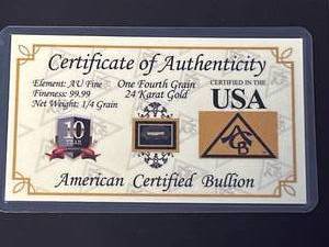 14 Grain .999 24kt Gold Bar